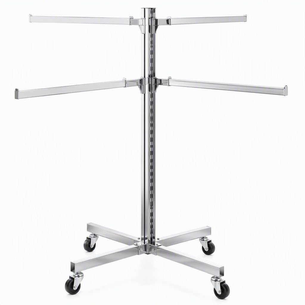 4-Way Clothing Rack on Wheels Chrome