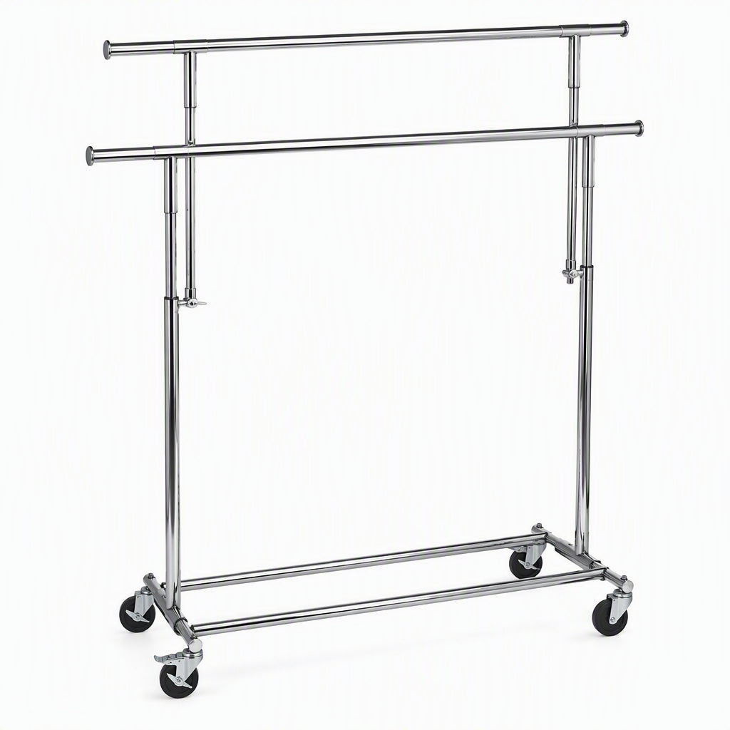 Double-Bar Clothing Rack Adjustable Chrome